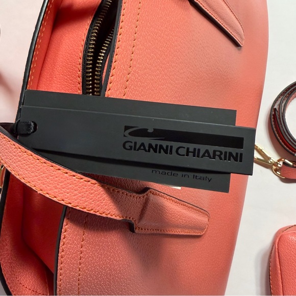 NWT Gianni Chiarini Camelia Pink Leather Dome Bag Satchel W/ Pouch Made in Italy - Picture 6 of 16